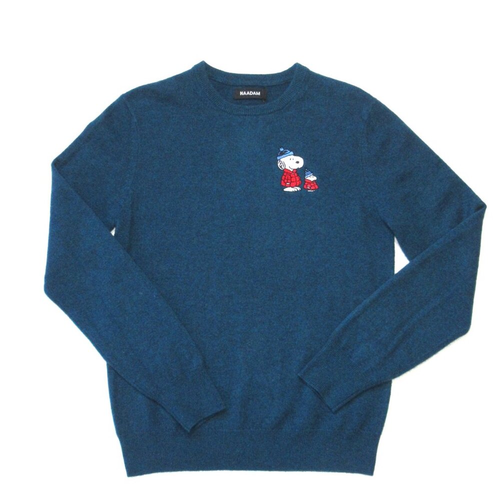 NWT Naadam x Peanuts Men's Cashmere Puffer Snoopy & Woodstock Cashmere Sweater S